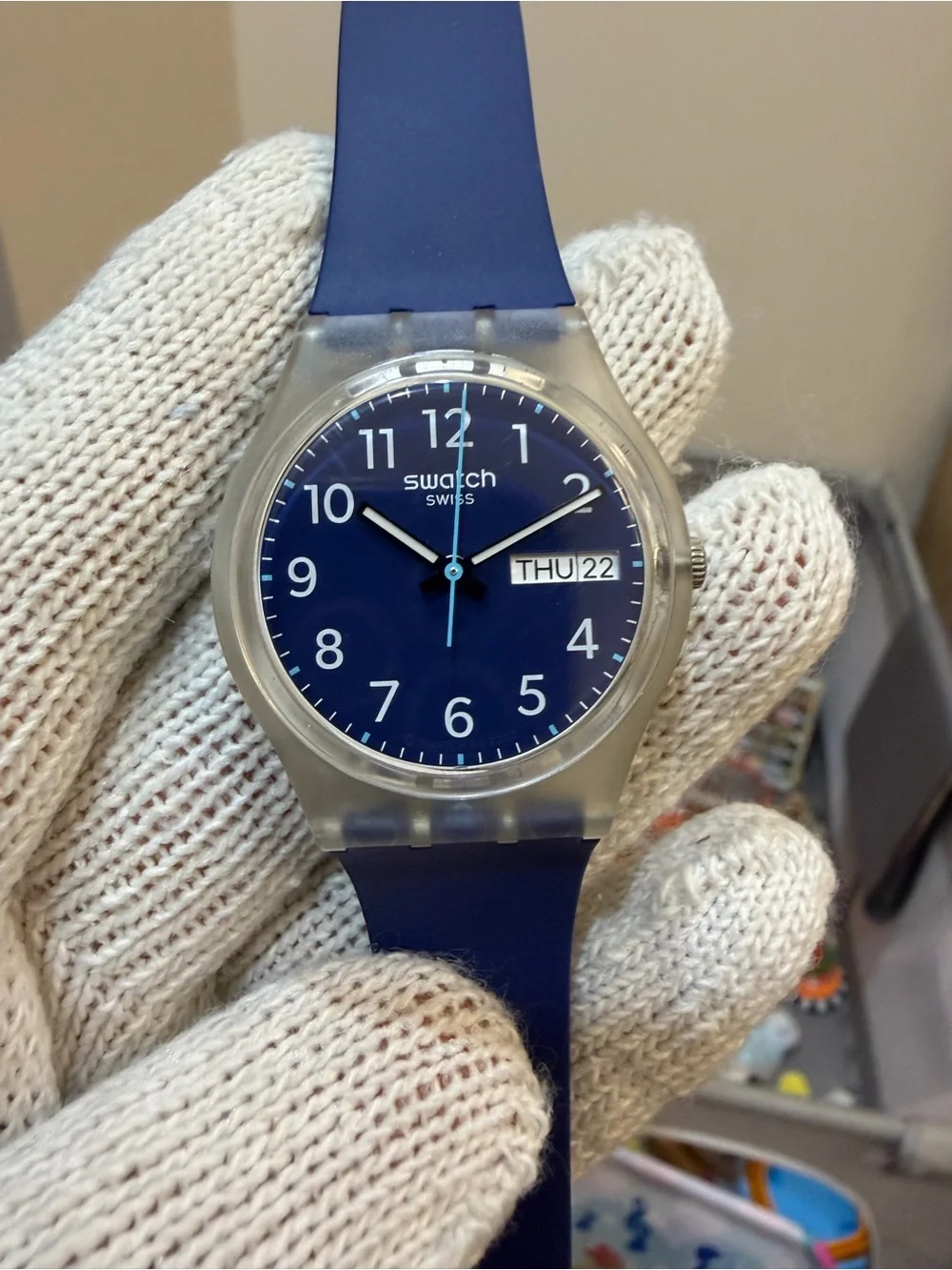 Swatch Rinse Repeat Navy Blue Day/Date Swiss Quartz 34mm Watch GE725 - Unisex